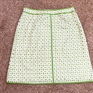 Talbots spring green geometric circles embroidered mini skirt size 8